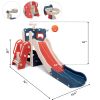 5 In 1 Kids Slide and Climber Playset, Freestanding Toddler Playground with Basketball Hoop, Telescope, Ball and Storage Space for Indoor Outdoor