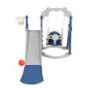 Kids Swing and Slide Set 3-in-1 Slide with Basketball Hoop for Indoor and Outdoor Activity Center,Blue+Gray