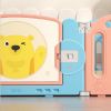 47.2inch x62.9inch Bear Macaron Color Foldable Playpen, Baby Safety Play Yard With Fence Indoor Toys With Play mat 12panel and 1 play mat