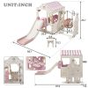 6 in 1 Toddler Slide and Swing Set, Kids Playground Climber Slide Playset with Fairy House, Freestanding Slide for Babies