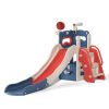 5 In 1 Kids Slide and Climber Playset, Freestanding Toddler Playground with Basketball Hoop, Telescope, Ball and Storage Space for Indoor Outdoor