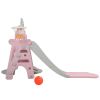 Kids Swing and Slide Set 3-in-1 Slide with Basketball Hoop for Indoor and Outdoor Activity Center, Pink+Gray