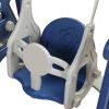 Kids Swing and Slide Set 3-in-1 Slide with Basketball Hoop for Indoor and Outdoor Activity Center,Blue+Gray