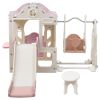 6 in 1 Toddler Slide and Swing Set, Kids Playground Climber Slide Playset with Fairy House, Freestanding Slide for Babies