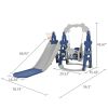 Kids Swing and Slide Set 3-in-1 Slide with Basketball Hoop for Indoor and Outdoor Activity Center,Blue+Gray