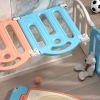 47.2inch x62.9inch Bear Macaron Color Foldable Playpen, Baby Safety Play Yard With Fence Indoor Toys With Play mat 12panel and 1 play mat