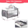 Portable Baby Crib Foldable Baby Beside Bassinet Wheel Lock Diaper Changer Table Bed Net Side Storage Pocket Toys Playard Baby Nursery Center