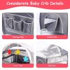 Portable Baby Crib Foldable Baby Beside Bassinet Wheel Lock Diaper Changer Table Bed Net Side Storage Pocket Toys Playard Baby Nursery Center
