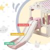 6 in 1 Toddler Slide and Swing Set, Kids Playground Climber Slide Playset with Fairy House, Freestanding Slide for Babies