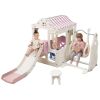 6 in 1 Toddler Slide and Swing Set, Kids Playground Climber Slide Playset with Fairy House, Freestanding Slide for Babies
