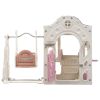 6 in 1 Toddler Slide and Swing Set, Kids Playground Climber Slide Playset with Fairy House, Freestanding Slide for Babies