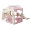 6 in 1 Toddler Slide and Swing Set, Kids Playground Climber Slide Playset with Fairy House, Freestanding Slide for Babies