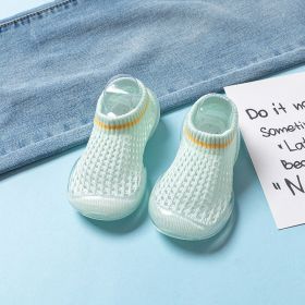 Mesh Infant Indoor Floor Soft Bottom Non-slip Toddler Shoes (Option: Lake Blue Large Grid-22to23)