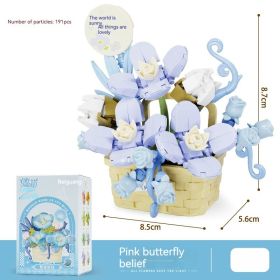 Particles Creative DIY Toy Building Blocks Flowers Secret Words (Option: Pink Butterfly Belief)