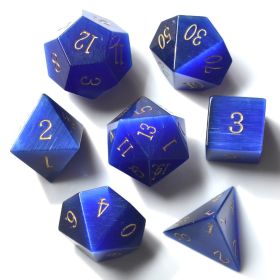 Dice Board Game Casual Game Multi-sided Digital Sieve Seven Tablets Suit (Option: Sapphire Blue Cat Eye)