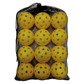 74mm40 Hole 26g Plastic Pickleball Weifu Holed Balls Pickleball Black Net Pocket Suit 12 PCs (Color: Yellow)