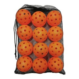 74mm40 Hole 26g Plastic Pickleball Weifu Holed Balls Pickleball Black Net Pocket Suit 12 PCs (Color: Orange)