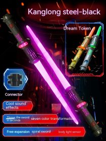 Children's Exciting Dragon Magic Laser Sword Cool Retractable Two-in-one (Option: Black Style Double Sword-USB)
