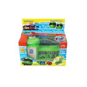 Cart Small Bus Children's Bus Toy Ejection Car Parking Lot (Color: green)