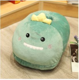 Cartoon Animal Fruit Multifunctional Computer Warm Slippers Feet Flip Flops Feet Shoes Warmer Treasure Doll (Option: Dinosaur-40x25cm)