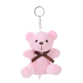 Bow Tie Teddy Bear Plush Toy Little Bear Doll Small Pendant (Option: Pink-9cm)
