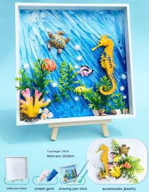 DIY Handmade 3D Texture Painting (Option: Lemon Yellow Sea Horse)