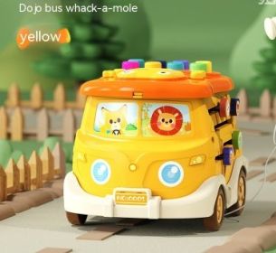 Multifunctional Hexahedral Early Education Educational Toys For Infants And Children (Option: Yellow Bus Hit Land Mouse)