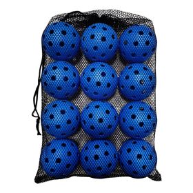 74mm40 Hole 26g Plastic Pickleball Weifu Holed Balls Pickleball Black Net Pocket Suit 12 PCs (Color: Blue)