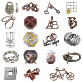 Zinc Alloy Intellectual Looping-off Unlock Suit Chinese String Puzzle Intelligence Knot Burr Puzzle Gold (Option: Alloy 19)