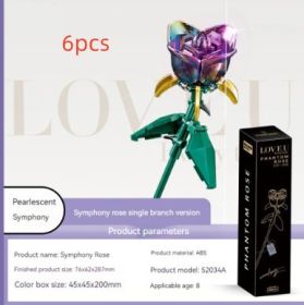 Colorful Purple Rose Preserved Flower Ornaments (Option: Magic Color Black Rose6pcs)