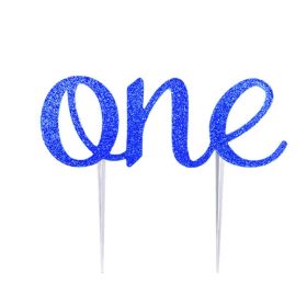 Boy Birthday Party Decoration Blue ONE Table Runner Hat Cake (Option: Cake Insert)