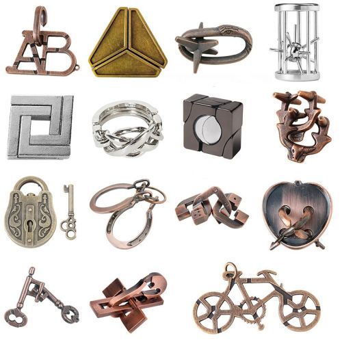 Zinc Alloy Intellectual Looping-off Unlock Suit Chinese String Puzzle Intelligence Knot Burr Puzzle Gold