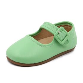 Children's Leather Shoes Candy Color Soft Bottom Cute Princess (Option: Pink Green-22)