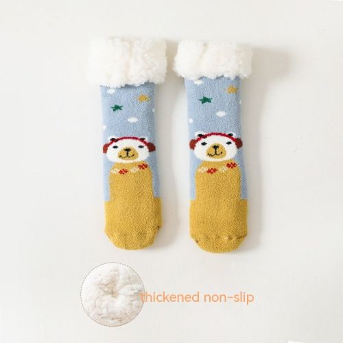 Fleece Lined Padded Warm Keeping Baby Socks Lambswool Non-slip