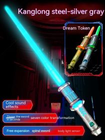 Children's Exciting Dragon Magic Laser Sword Cool Retractable Two-in-one (Option: Silver Gray Style Single Sword-USB)