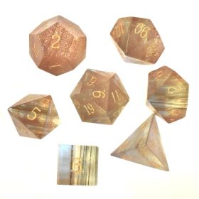 Dice Board Game Casual Game Multi-sided Digital Sieve Seven Tablets Suit (Option: Gold Rutilated Quartz)