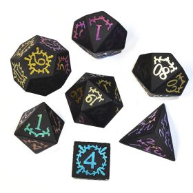 Dice Board Game Casual Game Multi-sided Digital Sieve Seven Tablets Suit (Option: Black Patterns)
