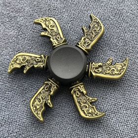 Bronze Alloy Fingertip Gyro Relieving Spinning Top Rotating Hand Spinner (Option: Qinglong Blade Style)