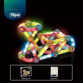 DIY Assembling Three-dimensional Modeling Children's Educational Toys (Option: 3002 Magnetic Rods 76pcs)