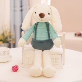 Easter Bunny Plush Toy Cute Dangle Ear Rabbit Doll Pillow Children's Gift (Color: Dark Green Clothes)