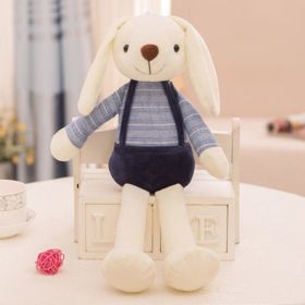 Easter Bunny Plush Toy Cute Dangle Ear Rabbit Doll Pillow Children's Gift (Color: Blue Clothes)