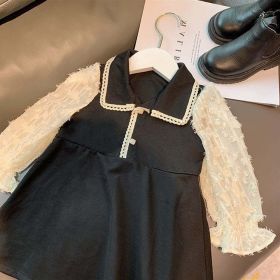 Baby Girl Lapel Design Long Sleeved Princess Dress (Size/Age: 120 (5-7Y))
