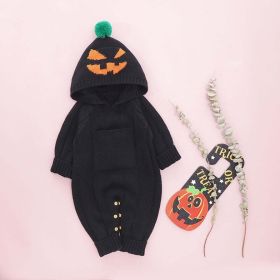 Baby Solid Color Monster Print Pattern Halloween Romper (Size/Age: 80 (9-12M))