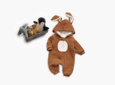 Baby Cartoon Shape Design Soft Fleece Thickened Romper In Autumn & Winter (Size/Age: 73 (6-9M))