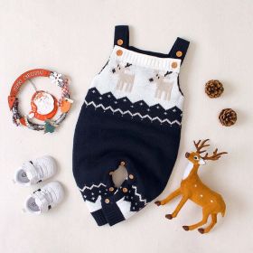 Baby Christmas Elk Pattern Srappy Design Sweater Rompers (Size/Age: 80 (9-12M))