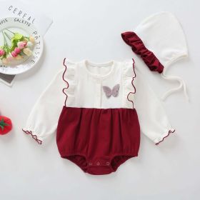 Baby Girl 1pcs Butterfly Embroidered Graphic Frill Trim Longsleeve Bodysuit (Size/Age: 73 (6-9M))