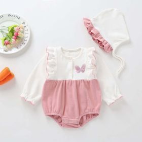 Baby Girl 1pcs Butterfly Embroidered Graphic Frill Trim Longsleeve Bodysuit (Size/Age: 80 (9-12M))