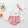 Baby Girl 1pcs Butterfly Embroidered Graphic Frill Trim Longsleeve Bodysuit