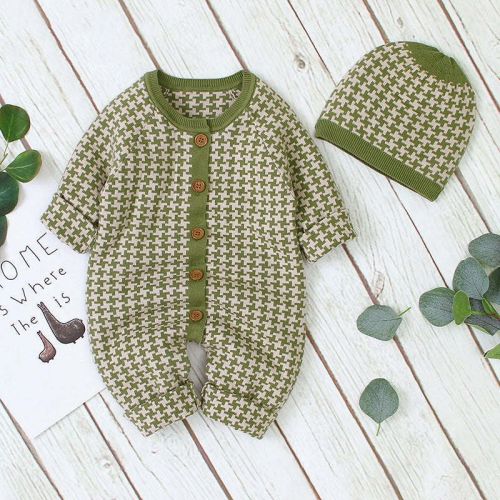 Baby Embroidered Pattern Single Breasted Design Longsleeve Knitted Romper