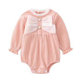 Baby Solid Color Big Bow Patched Design Beautiful Princess Onesies (Size/Age: 66 (3-6M))